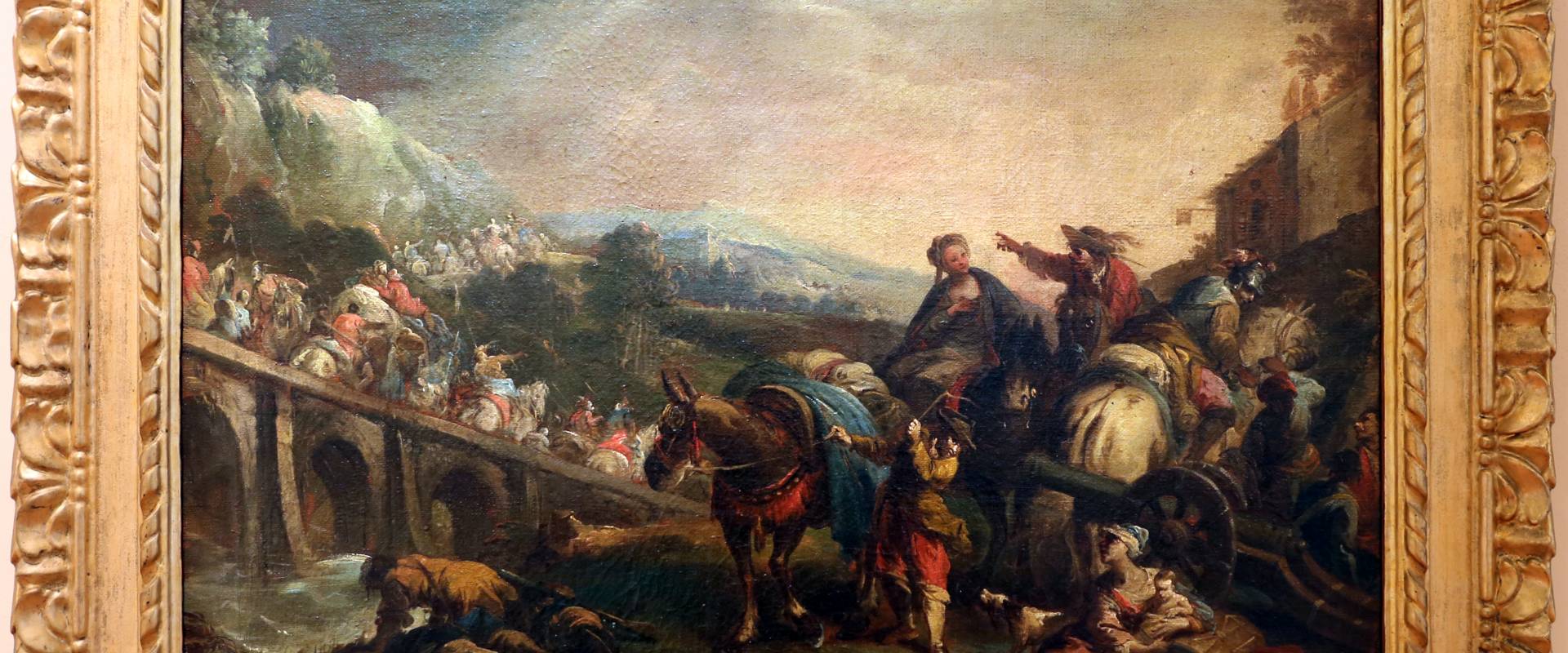 Nicola bertuzzi, passaggio di un esercito sopra un ponte, 1750-70 ca foto di Sailko